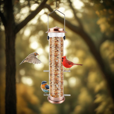 Mangeoire pour oiseaux en métal à charnière en métal avec 8 ports d'alimentation - Nyjer / chardon suspendus pour chardonnerets