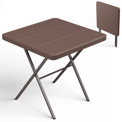 27 Inch Square Folding Card Table, 400 LBS Heavy Duty Portable Foldable Coffee Table with HDPE Tabletop, Indoor Outdoor Patio Camping Table