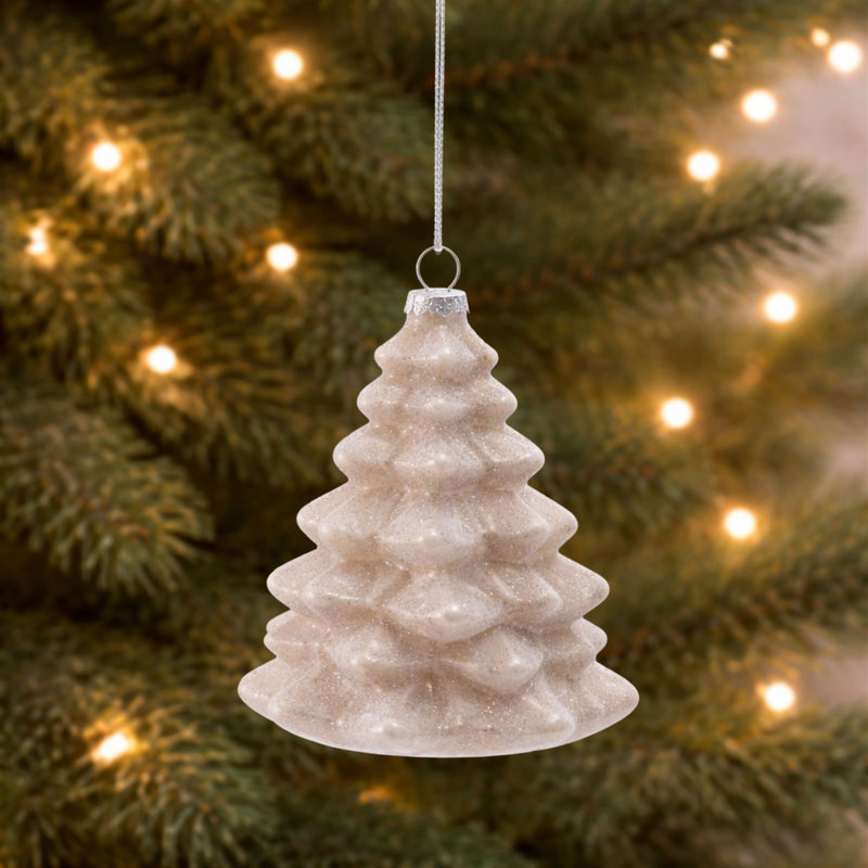 Ornements d'arbre en verre (ensemble de 6), Crème