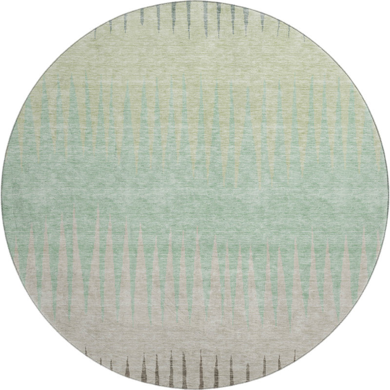 Premium Machine Washable Prisco Aloe Rug, Round 8'