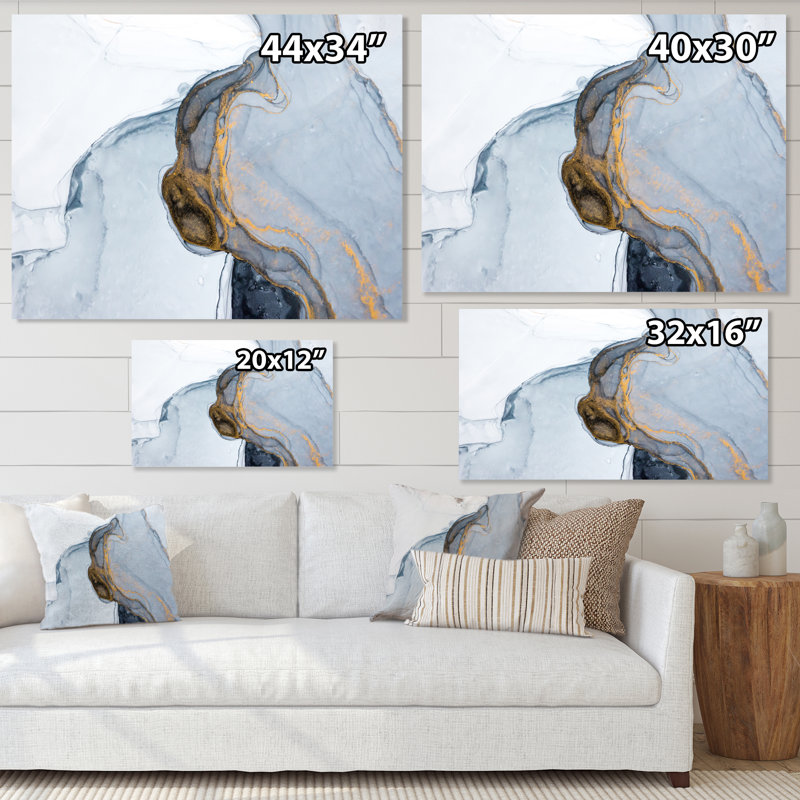 Luxe luxueux or gris marbré, art sur toile moderne, H 16 po x l 32 po x P 1 po, Toile tendue