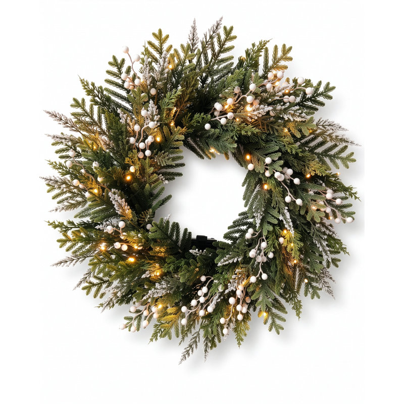 ALPINE Lighted Mixed Assortment 66 cm Artificial Wreath