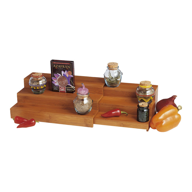 Expandable Bamboo 3-Tier Step Shelf Spice Rack