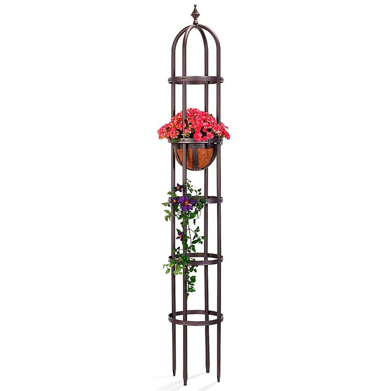 Treillis de jardin en acier à obélisque, H 83,75 po x l 11 po x P 11 po, Bronze