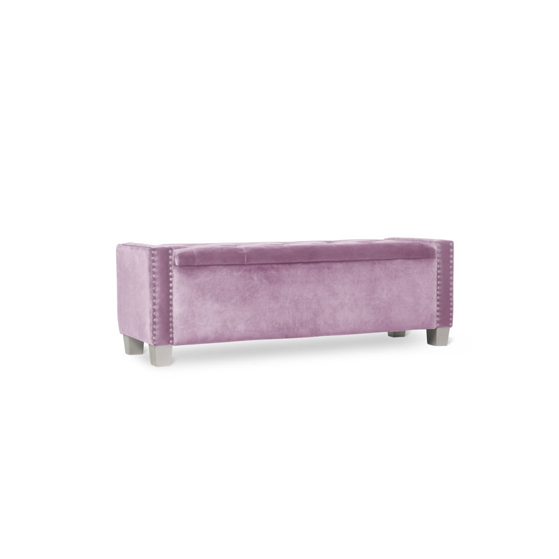 Thecle Upholstered Storage Bench, Pink