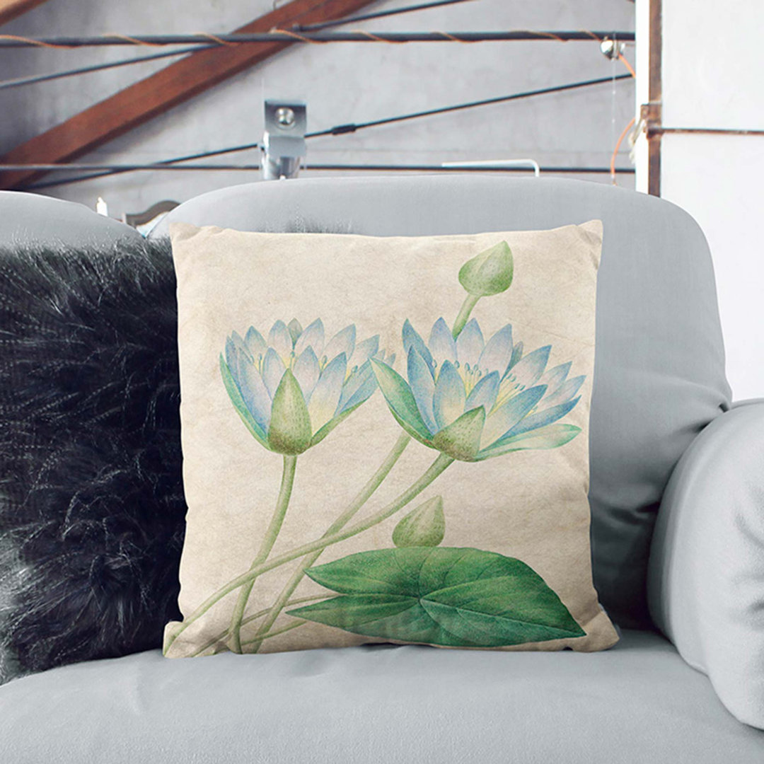 Egyptian Lotus Flowers by Pierre-Joseph Redoute Cushion with Filling