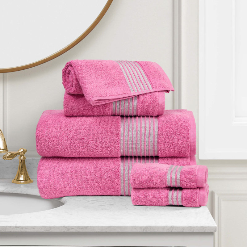 Juicy Couture Melissa Bath Towels, 2-Bath Towels, 2-Hand Towels, and 2-Washcloths, Hot Pink