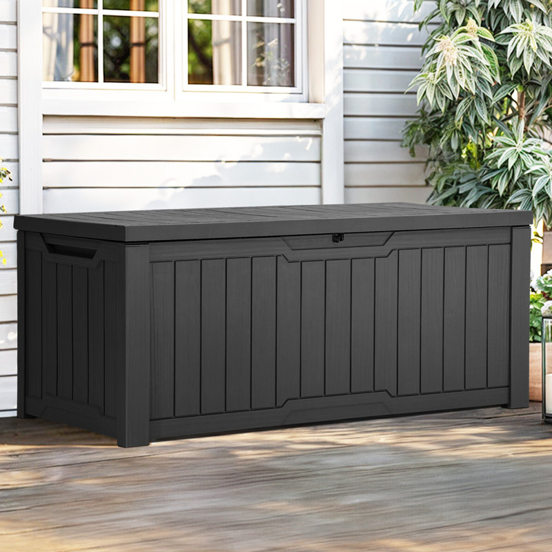 450l Lockable Garden Storage Box,Large Deck Box, Grey