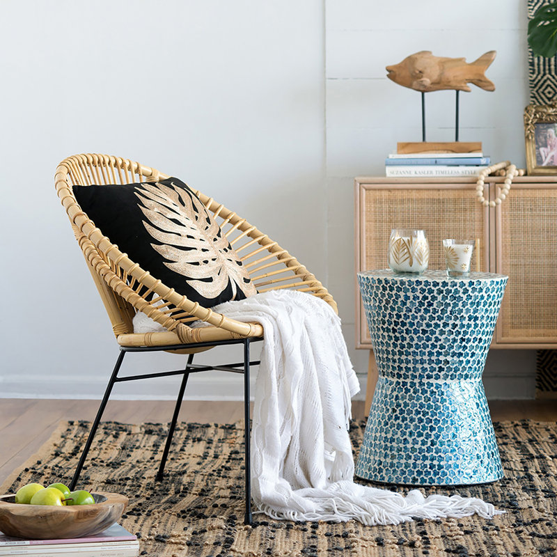 Tabouret de jardin - petite table d'appoint, motif traditionnel, polyvalent pour l'intérieur et l'extérieur, parfait pour le jardin / salon / patio
