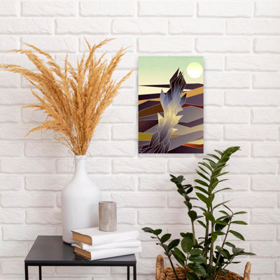 Paysage désertique en cristal abstrait, paysage géométrique moderne, montagne, impression murale