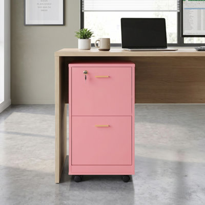 Lockable Engineered Wood 2-Drawer Mobile File Cabinet