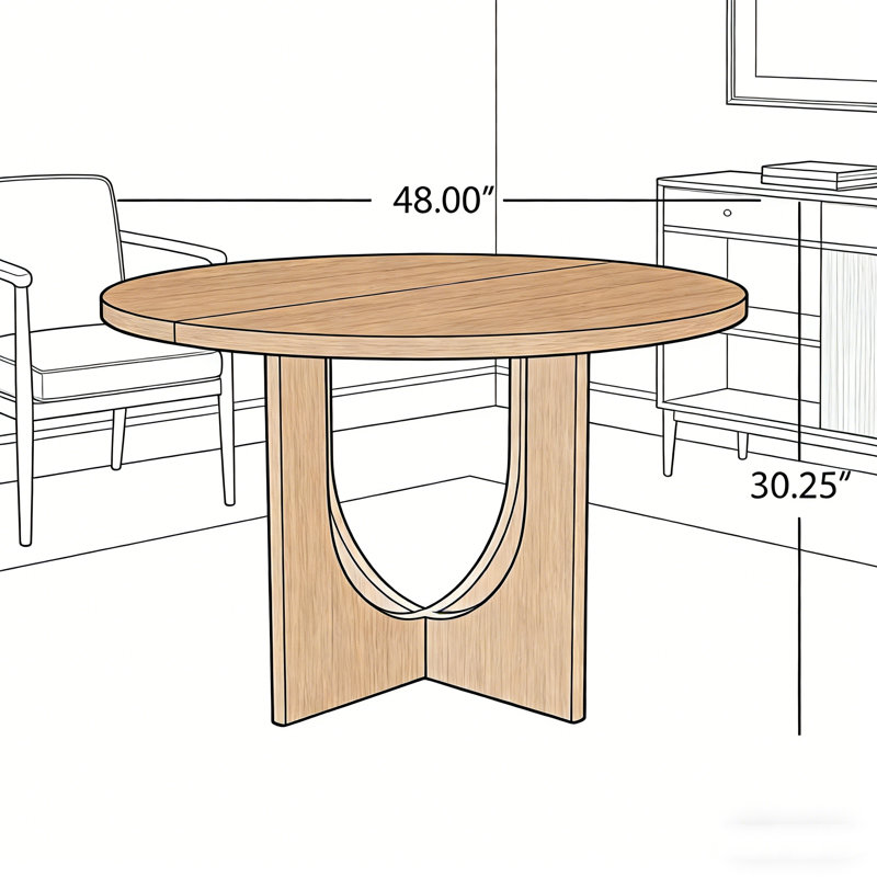 48" Round Dining Table, Walnut
