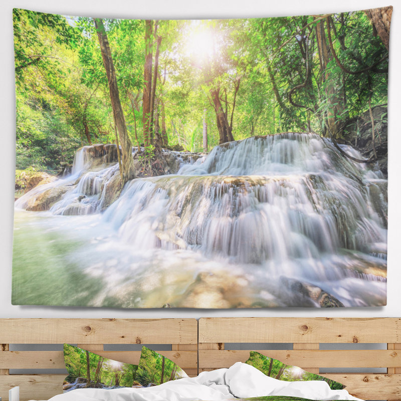 Photographie kanchanaburi cascade tapisserie, H 68 po x l 80 po