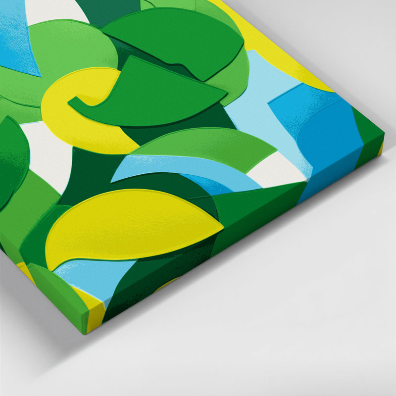 «Abstract Shapes 57», art mural sur toile verte, H 12 po x l 12 po