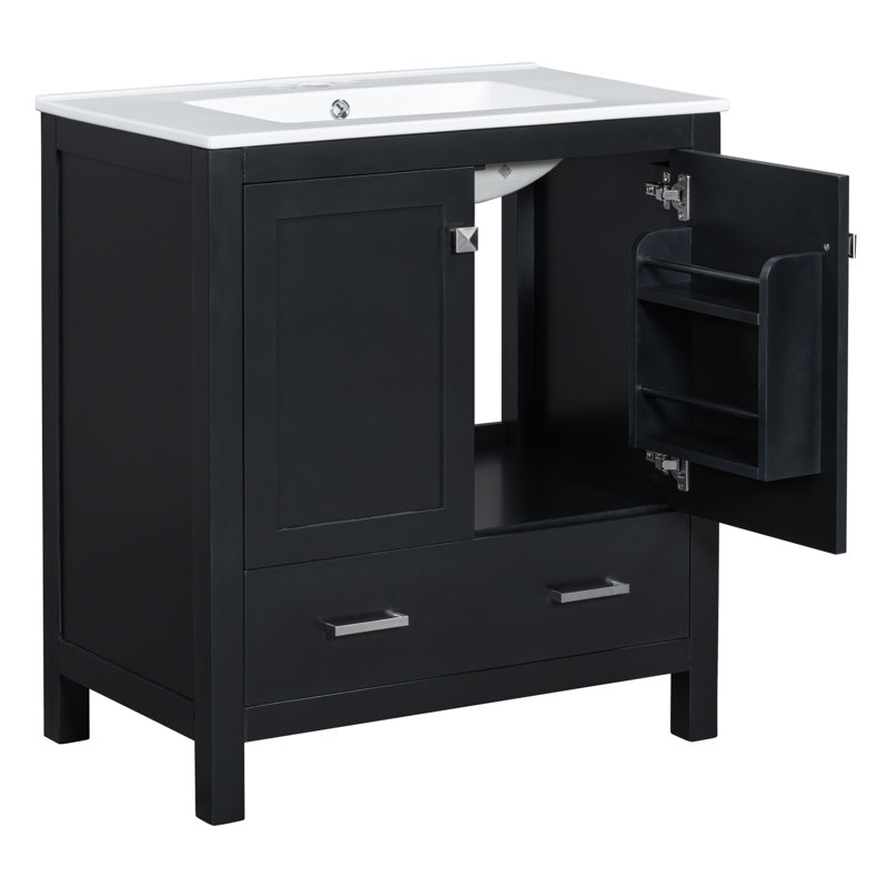 Meuble-lavabo simple 30 po avec 2 portes 30 po. Avec lavabo en céramique, Blanc