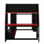Lit mezzanine double pleine grandeur avec bureau, tablettes à plusieurs rangements, porte-vêtements à DEL et à suspendre, cadre de lit en bois peu encombrant pour dortoirs, appartements-226880327