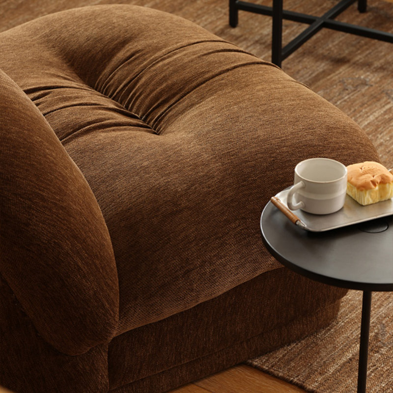 Canapé simple en tissu rétro Puff Bagel, Brun