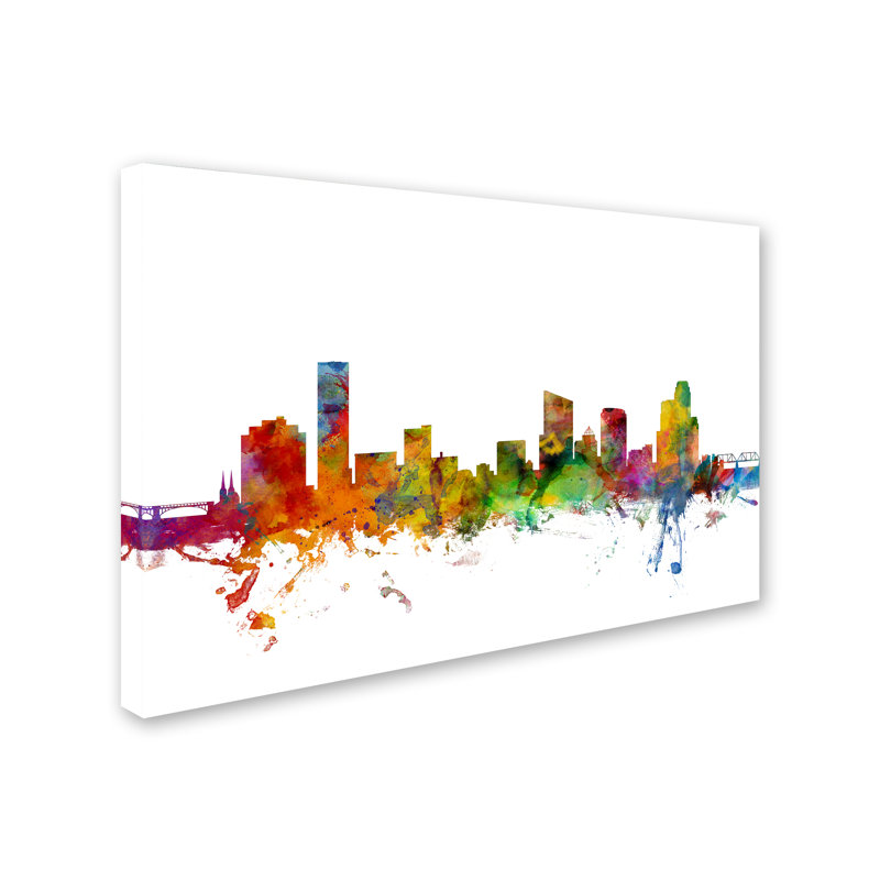 « grand rapids michigan horizon », reproduction d’impression sur toile tendue, H 30 po x l 47 po x P 2 po