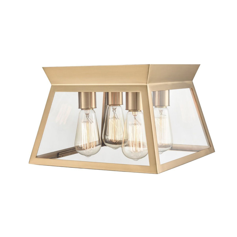 Plafonnier encastré en verre Lucian, Laiton brossé