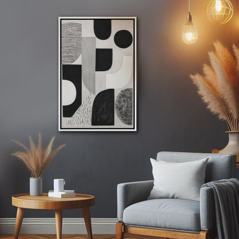 Art mural encadré abstrait rétro antique classique pour chambre à coucher, H 36 po x l 24 po, Blanc