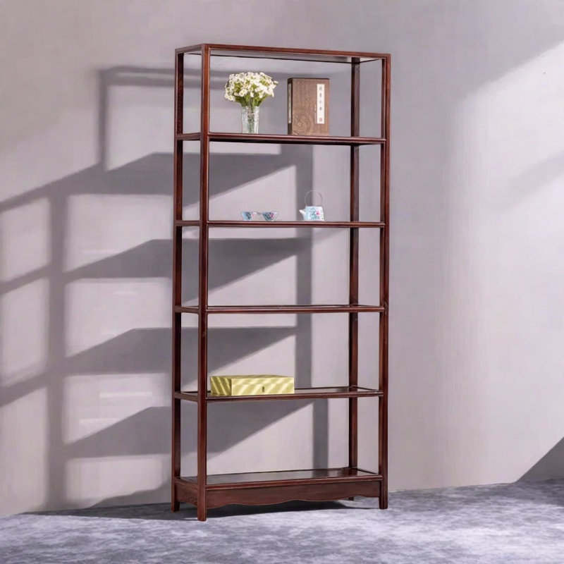 Bibliothèque simple et rétro, Marron foncé, (6 tablettes) H 74 po x l 29,5 po x P 11,8 po
