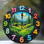 Horloge murale 10 po en MDF rond avec mouvement à quartz silencieux et crochet sans perceuse (piles AA non incluses)