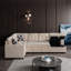 Canapé modulaire moderne en L à 5 places avec porte-gobelets, rangement caché et design convertible en chenille beige-1556872725