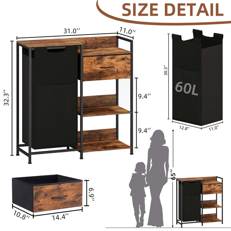 Bhargava Laundry Hamper, Brown/Black