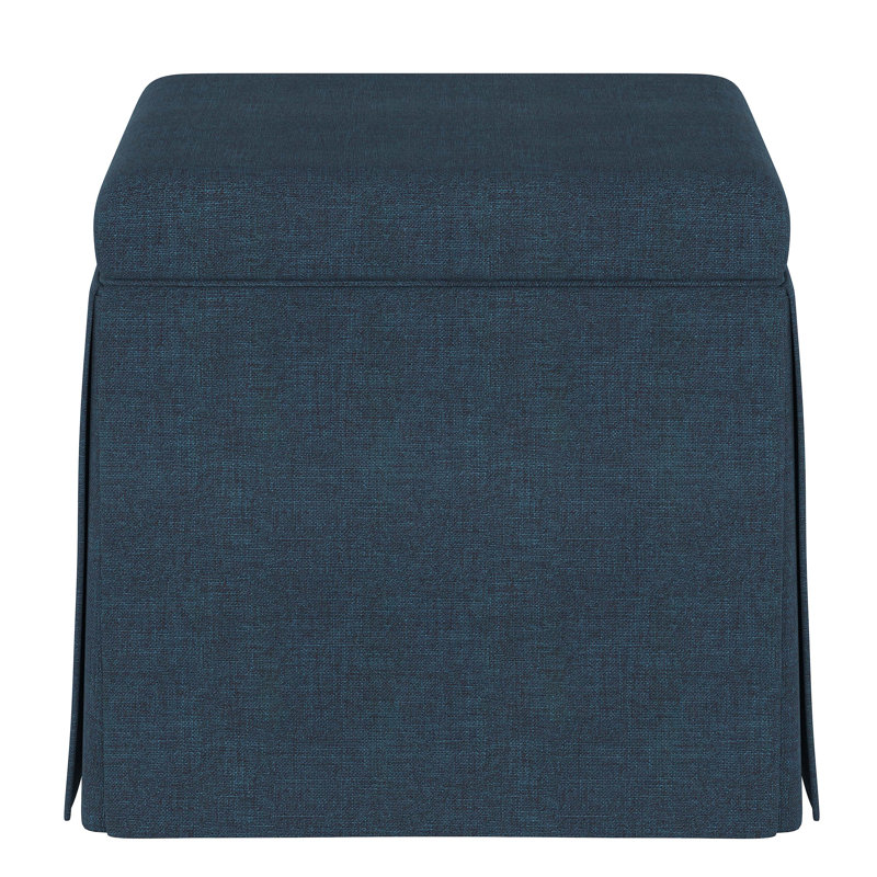 Repose-pieds avec rangement Bash, Lin texturé bleu marine Zuma