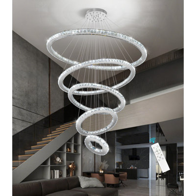 5 Ring High Ceiling Dimmable Led Chandeliers