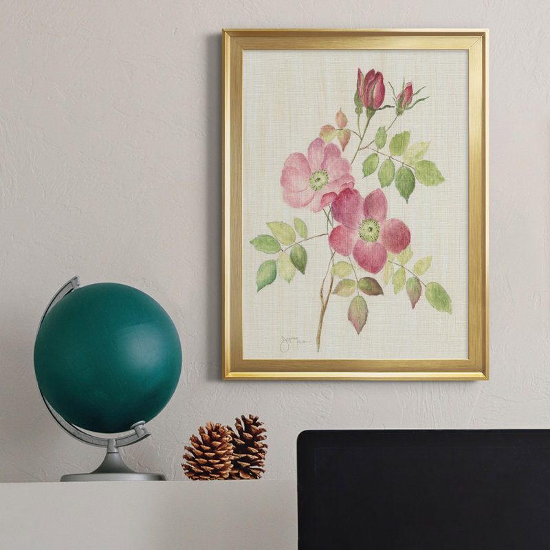 «Dusty Rose I», peinture sur toile encadrée, H 22,5 po x l 30,5 po x P 1,5 po, Or