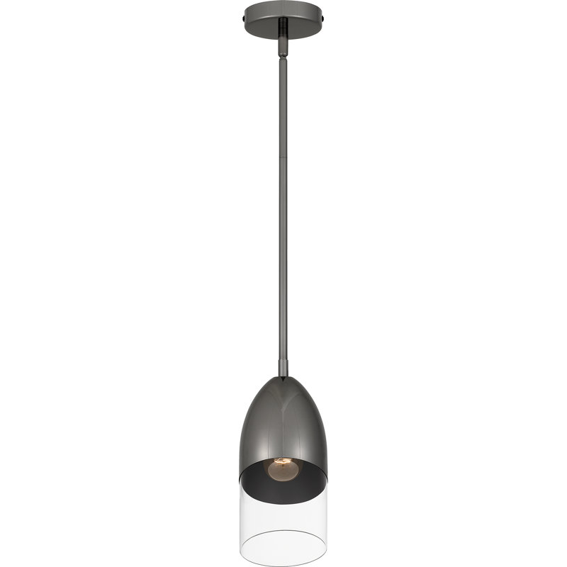 Luminaire suspendu en nickel brossé à 1 lumière Gobles, Noir chromé