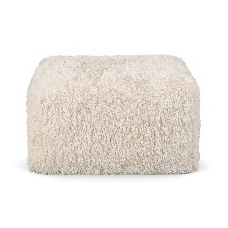 Cathryn Modern Faux Fur Foam Modular Compressed Ottoman, Beige