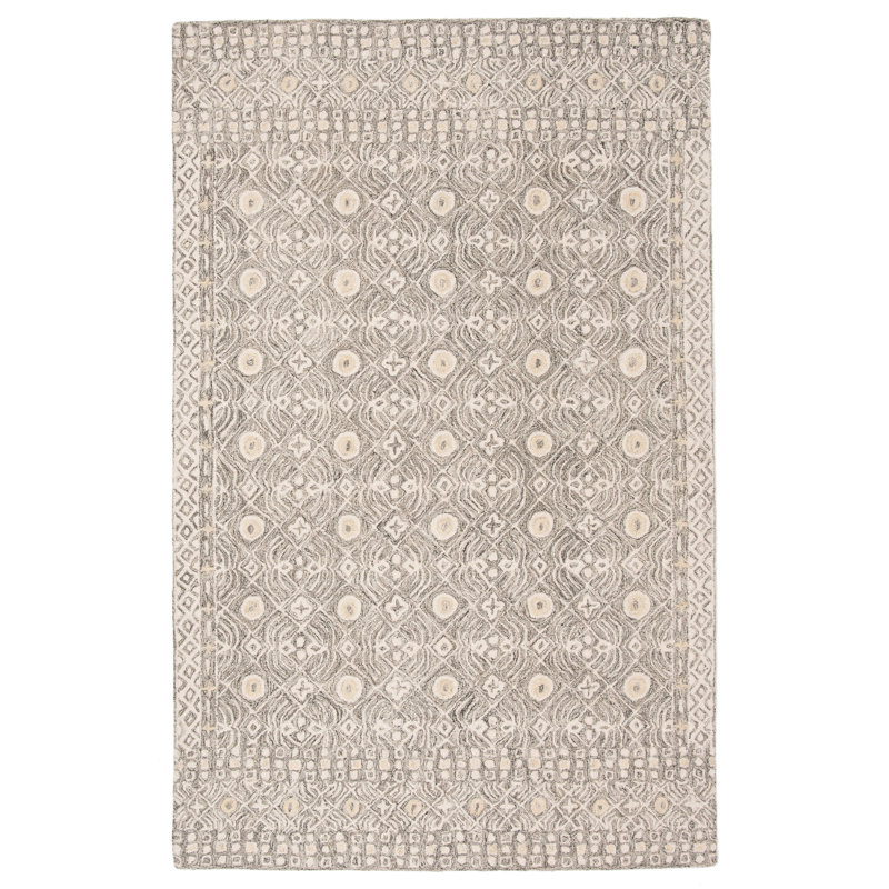 Stalder Hand Tufted Wool/Cotton Oriental Rug in Ivory, Rectangle 8' x 10'