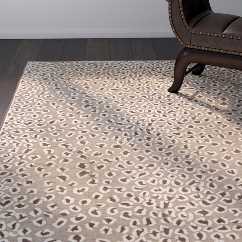 Avera Animal Print Chenille Hand Woven Area Rug, Rectangle 160 x 229 cm
