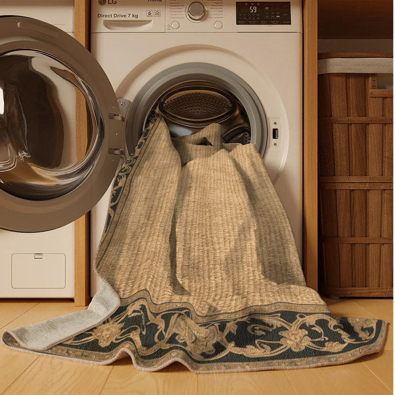 Tapis brun français lavable à la machine, Rectangle 4pi x 6 pi