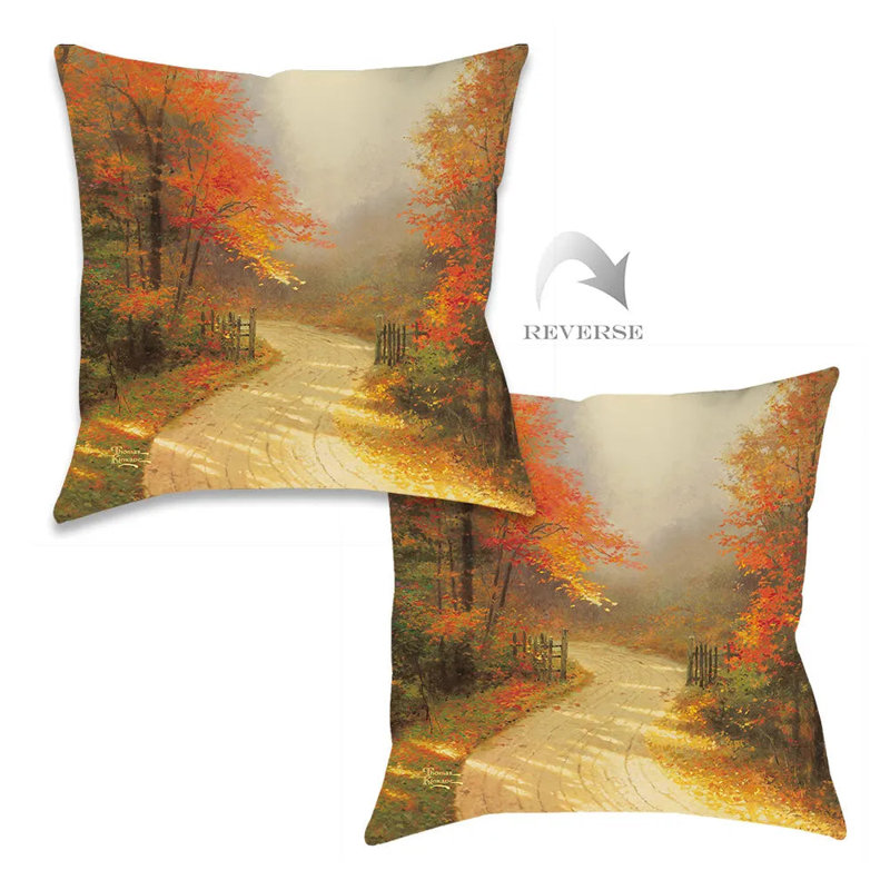 Coussin décoratif d'intérieur Thomas Kinkade Autumn Lane