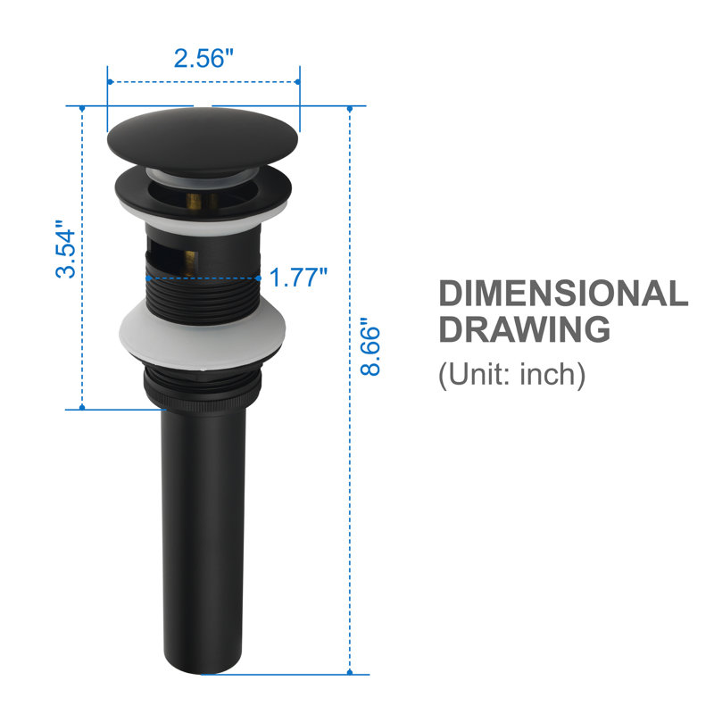 Lavabo de salle de bain avec trop-plein Drain Stopper, Noir