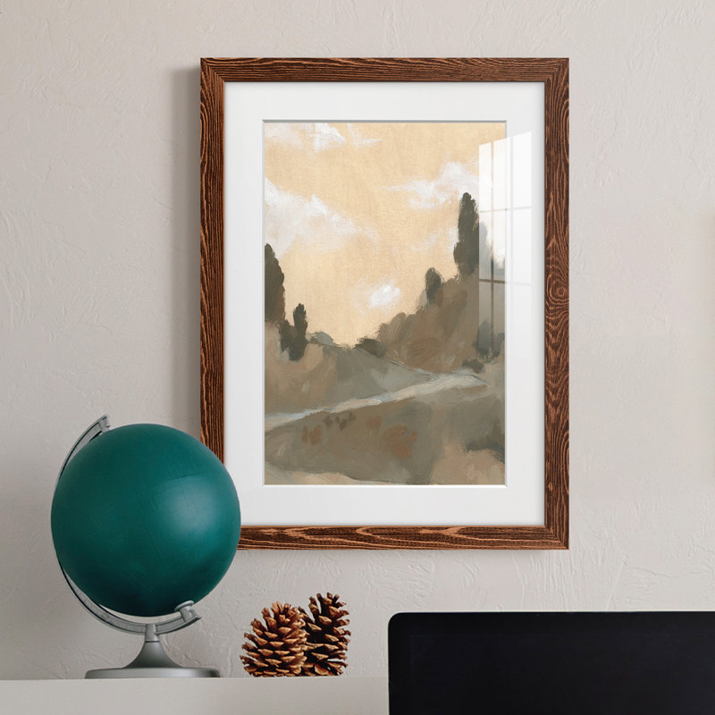 Hillside Walking Path V - Peinture encadrée, H 31,5 po x l 23,5 po x P 1 po, Cadre brun