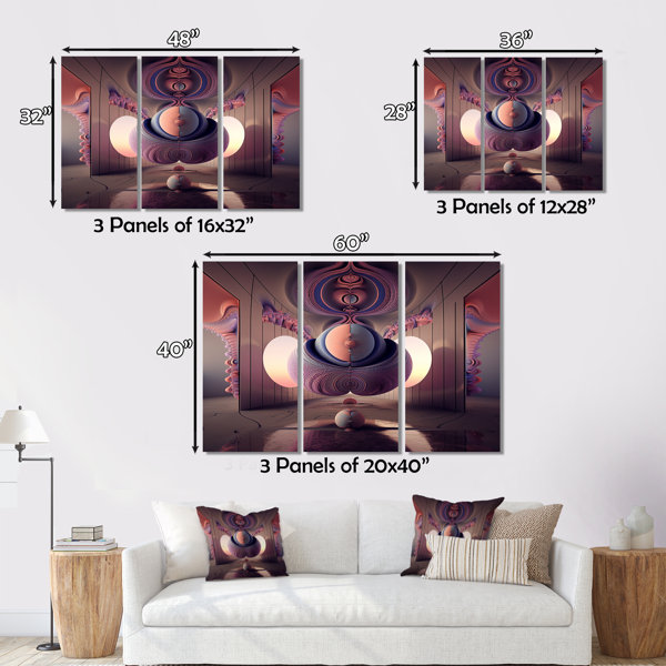 Interior Architecture of Mystical Imagination II - Abstract Landscape Wall Art Living Room - 5 Equal Panels Wrought Studio