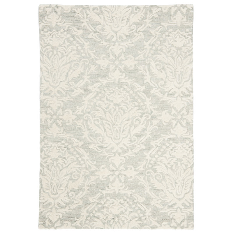 Tapis sauge / ivoire en laine touffeté à la main Ferrera, Rectangle de 5 pi x 8 pi