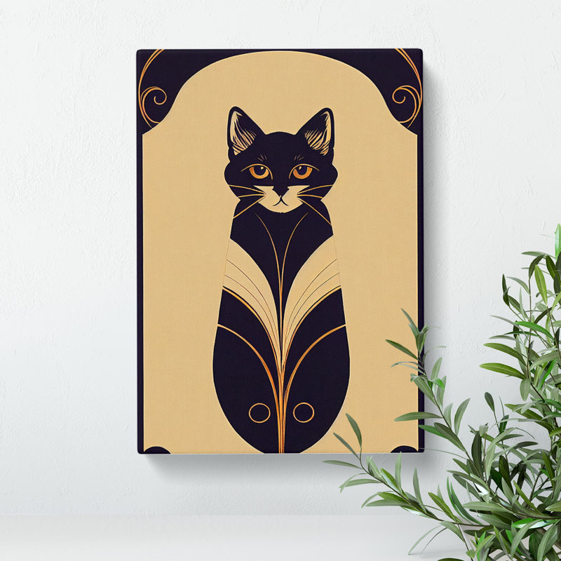 XC1022-1301X Cat Art Deco No.2 - Wrapped Canvas Print
