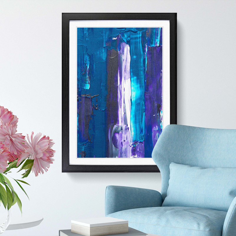 Abstract Art Painting Vol.68 by S.Johnson - Picture Frame Painting Print, 87cm H x 62cm W x 2cm D, Black Framed
