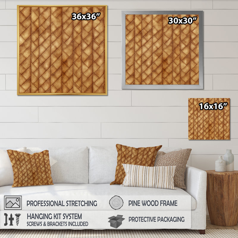 «Earth Tone Retro Diamond Texture» sur toile, H 30 po x l 30 po x P 1 po, Cadre doré à une seule photo