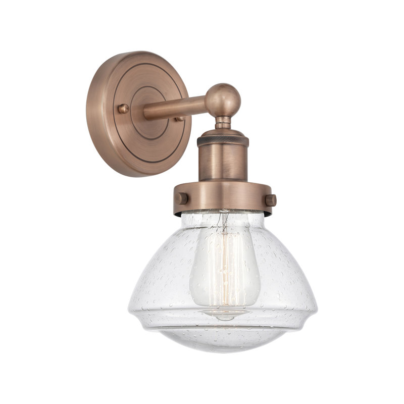 Almarosa Steel Armed Sconce, Antique Copper, Seedy