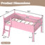Lit mezzanine bas sécuritaire avec rangement, chambre d'enfant moderne en bois aggloméré rose
