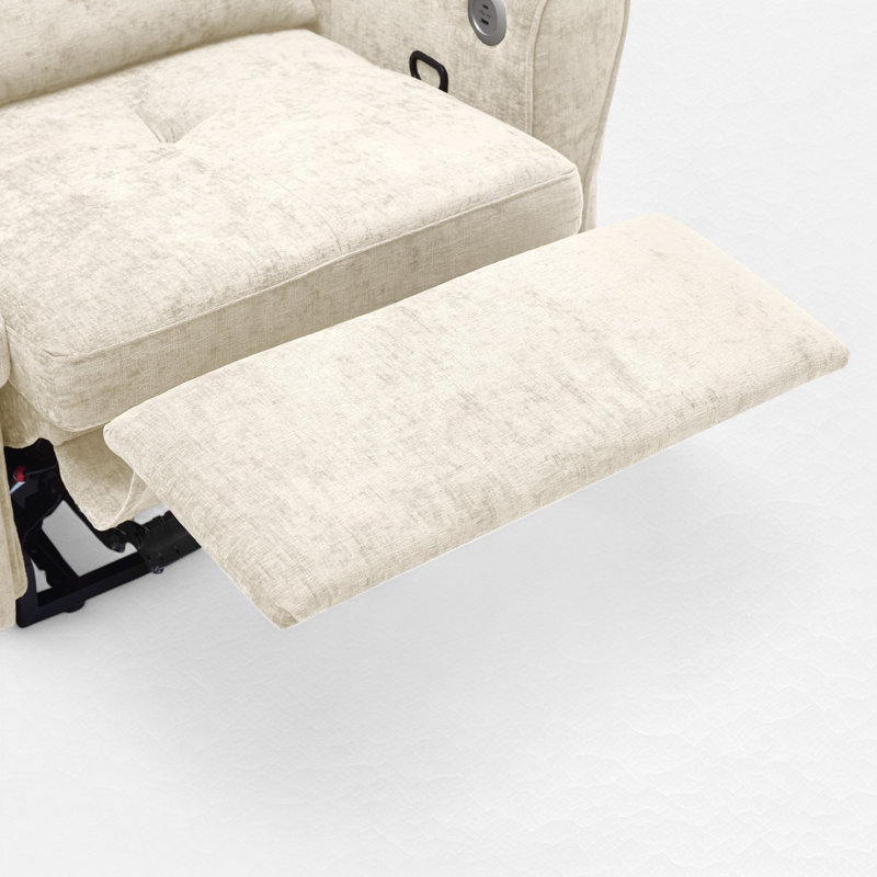 81.9" Convertible Sofa With Recliner, Beige