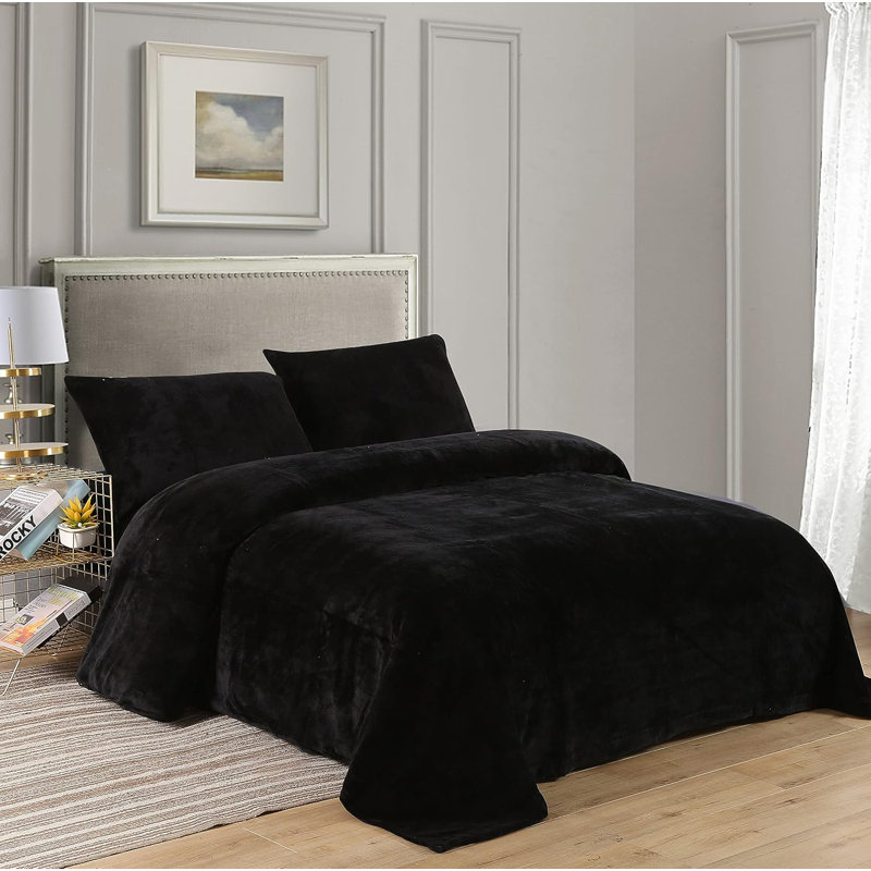 Polyester Machine Woven Sheet Set, Queen, Black