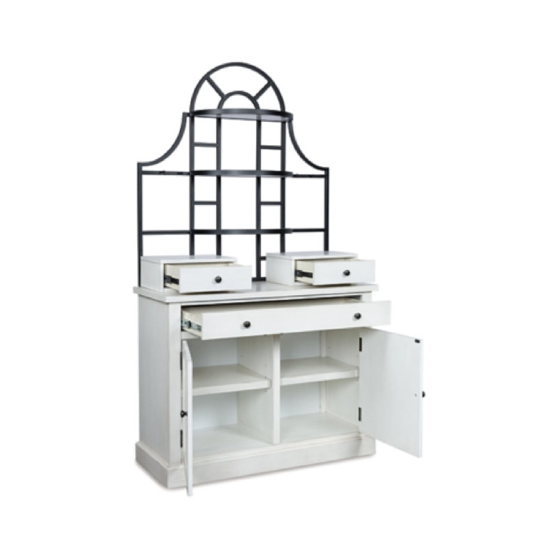 Support à boulanger Gela, 3 tiroirs avec 2 portes d'armoire, bois blanc