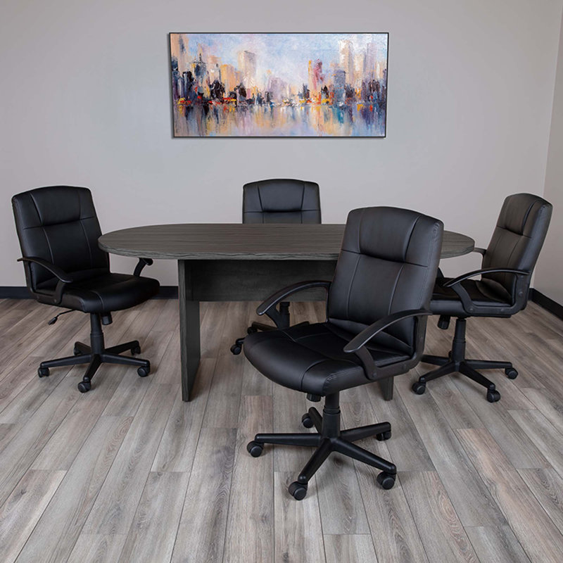 Ensemble de table de réunion et chaises Yandi Racetrack, Gris rustique